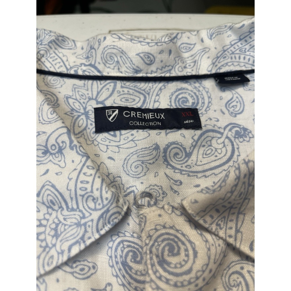 Daniel Cremieux 100% Linen Shirt Mens XXL Paisley Short Sleeve Button Up Resort - Picture 2 of 3